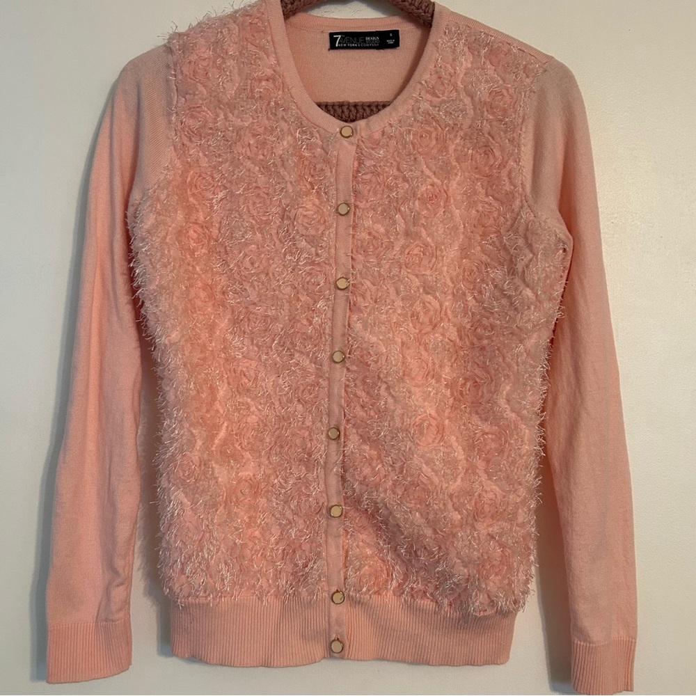 7th Avenue Pink Women's Cardigan Feminine Coquette Floral Small Easter Spring